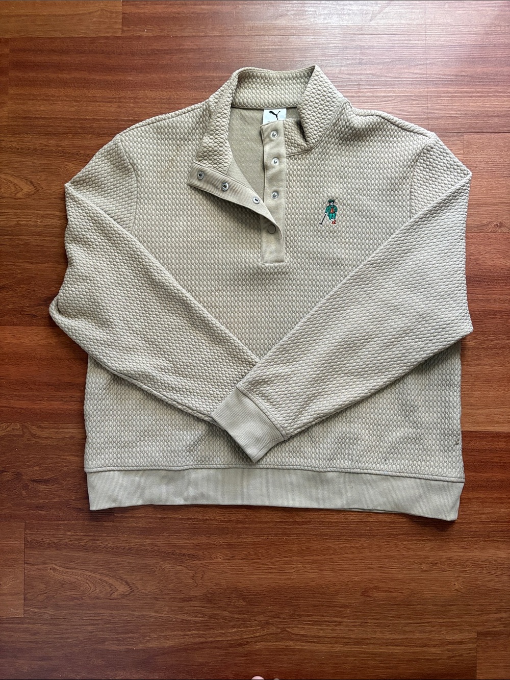 PUMA Men’s XL Cream Textured Quarter Snap Pullover Golf Sweater
